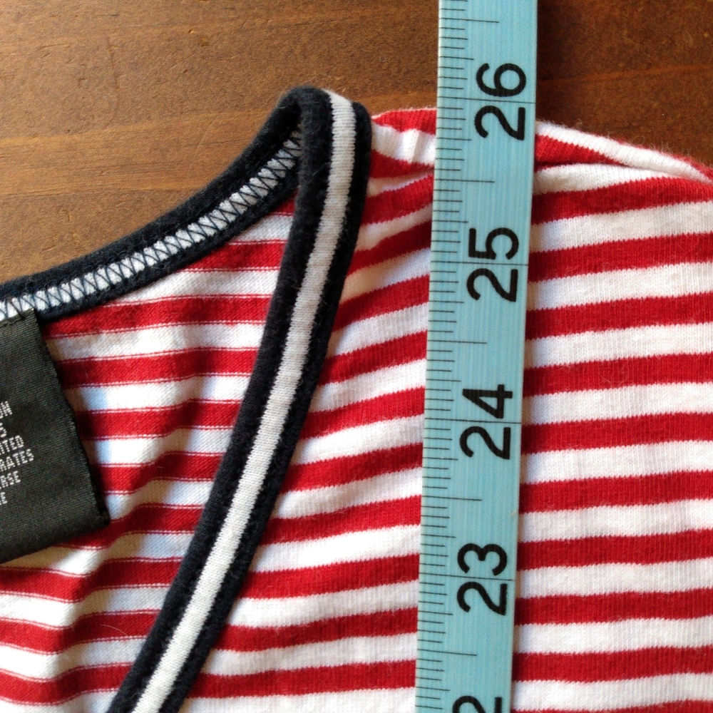Requirements Woman Striped Cotton Jersey VNeck Top with Bow Detail - Picture 4 of 7